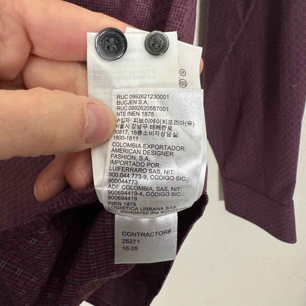 Calvin Klein Mens Burgundy Geometric Print Infinite Cool Non Iron Dress Shirt S - Picture 7 of 7